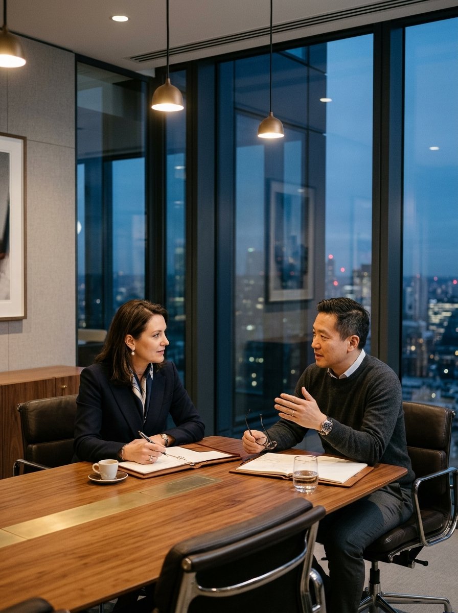 Virachack & Partners search advisor consulting privately with a business owner